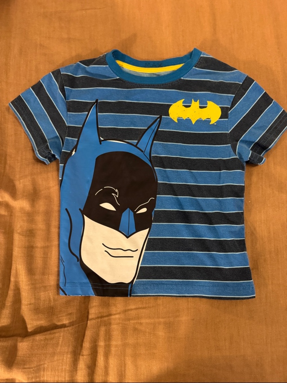 Batman Blue Striped Tee with Yellow Trim
